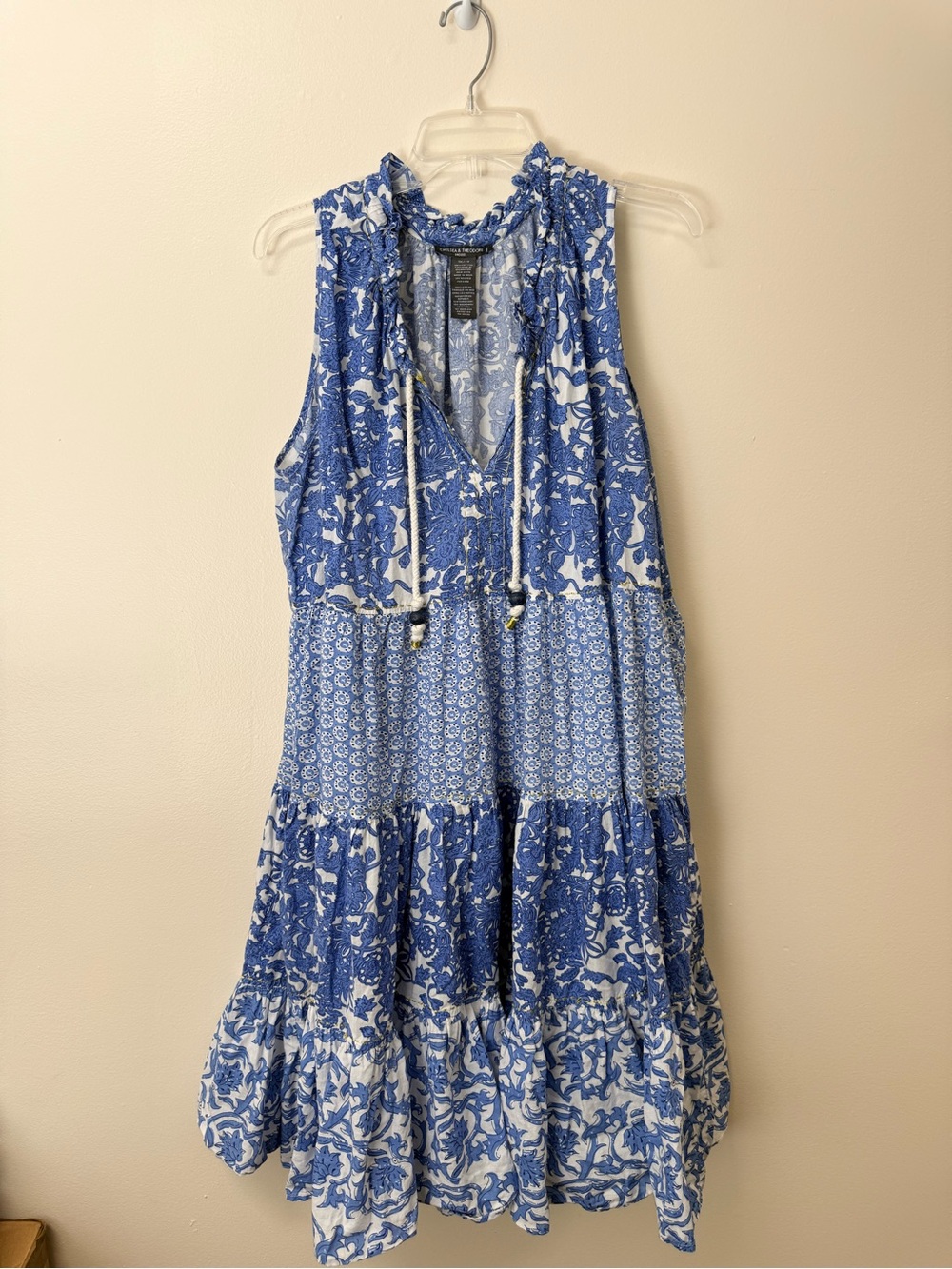 Sleeveless Blue Floral Tiered Sundress